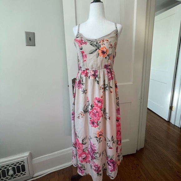 🌸2. Floral print knee length dress - Picture 2 of 9